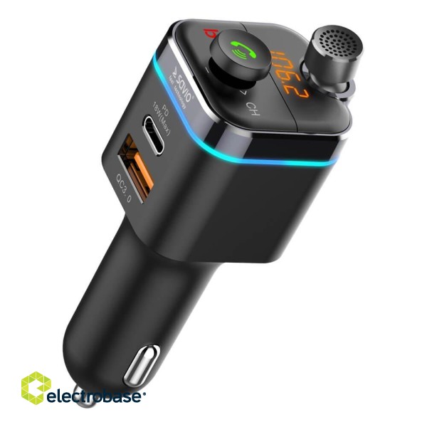 Savio TR-12 Bluetooth 5.0 FM Transmitter With Charger USB Quick Charge 3.0 / Micro SD image 1