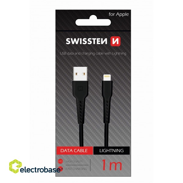 Swissten Basic Fast Charge 3A Lightning Data and Charging Cable 1m image 1