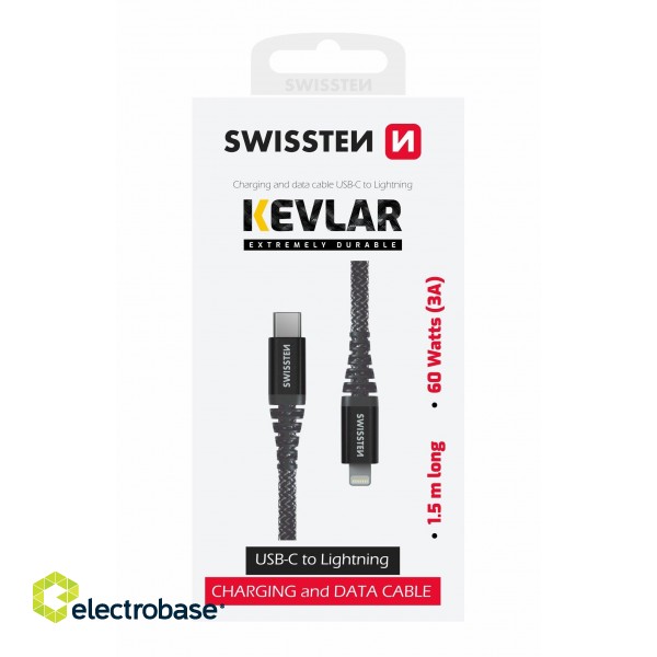 Swissten Kevlar Kabelis USB-C / Lightning 1.5m / 60w image 1