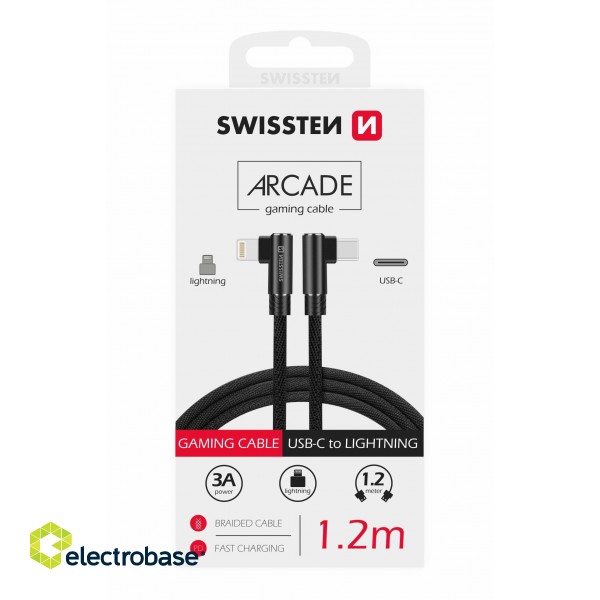 Swissten L Type Textile Universal Quick Charge 3.1 USB-C to Lightning Data and Charging Cable 1.2m image 1