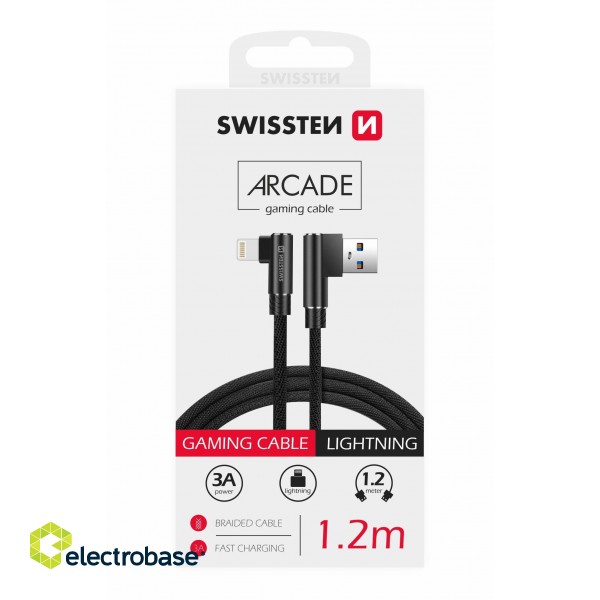 Swissten L Type Textile Universal Quick Charge 3.1 USB to Lightning Data and Charging Cable 1.2m paveikslėlis 1