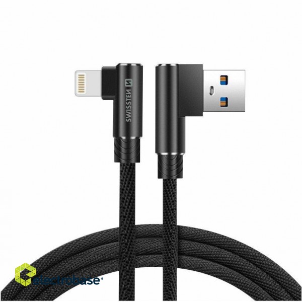 Swissten Pītais L Tipa Universāls Quick Charge 3.1 USB uz Lightning Datu un Uzlādes Kabelis 1.2m image 3