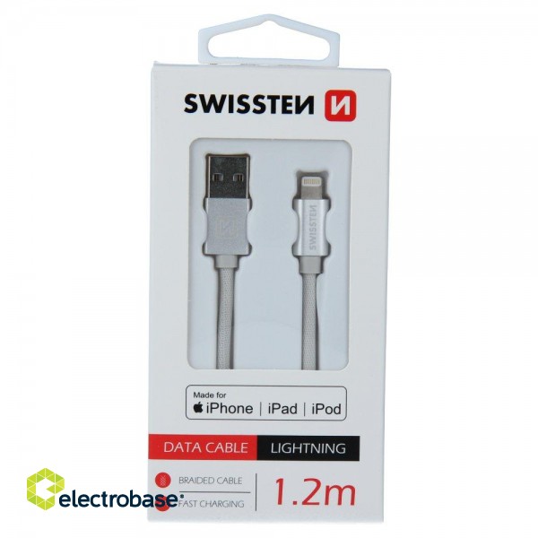 Swissten MFI Textile Fast Charge 3A Lightning Data and Charging Cable 1.2m image 1