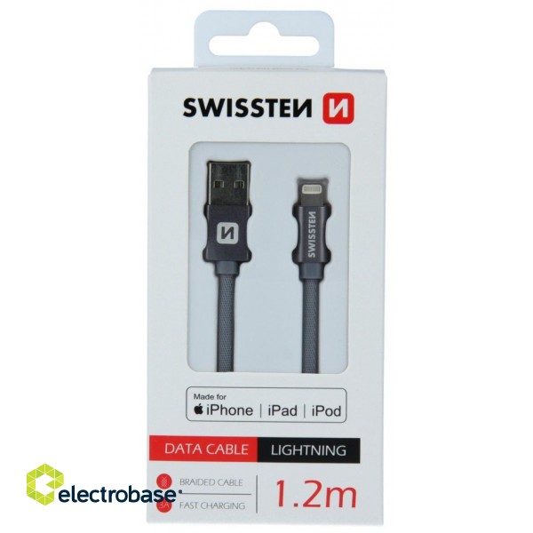 Swissten MFI Textile Fast Charge 3A Lightning Datu un Uzlādes Kabelis 1.2m image 5