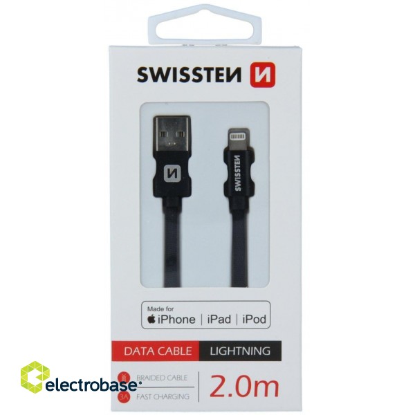 Swissten MFI Textile Fast Charge 3A Lightning Data and Charging Cable 2.0m image 4