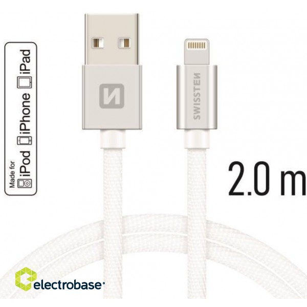 Swissten MFI Textile Fast Charge 3A Lightning Кабель Для Зарядки и Переноса Данных 2m фото 2