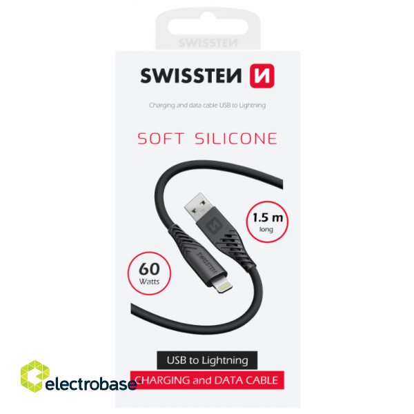 Swissten Soft Silicone Kabelis USB / Lightning 1.5m / 60w