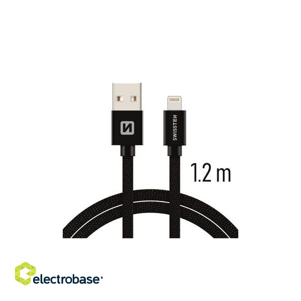 Swissten Textile Fast Charge 3A Lightning Data and Charging Cable 1.2m image 1