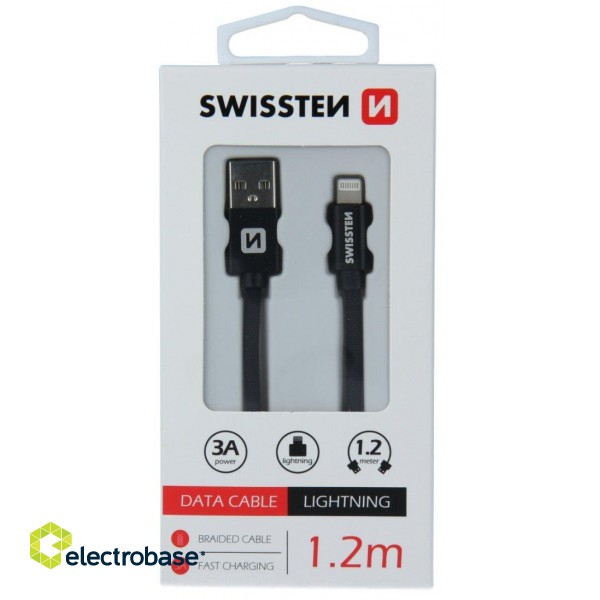 Swissten Textile Fast Charge 3A Lightning Data and Charging Cable 1.2m paveikslėlis 5