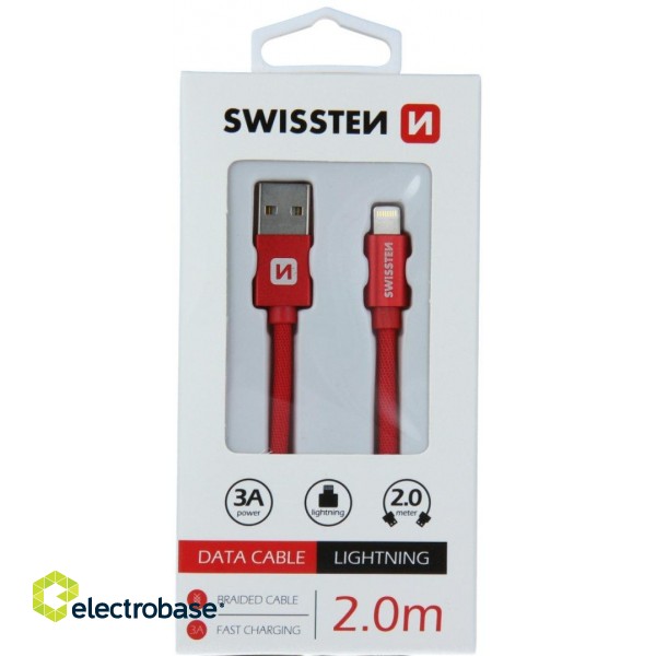 Swissten Textile Fast Charge 3A Lightning Datu un Uzlādes Kabelis 2m image 4
