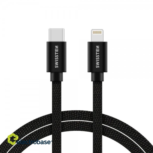 Swissten Textile Universāls Quick Charge 3.1 USB-C uz Lightning Datu un Uzlādes Kabelis 1.2m image 1