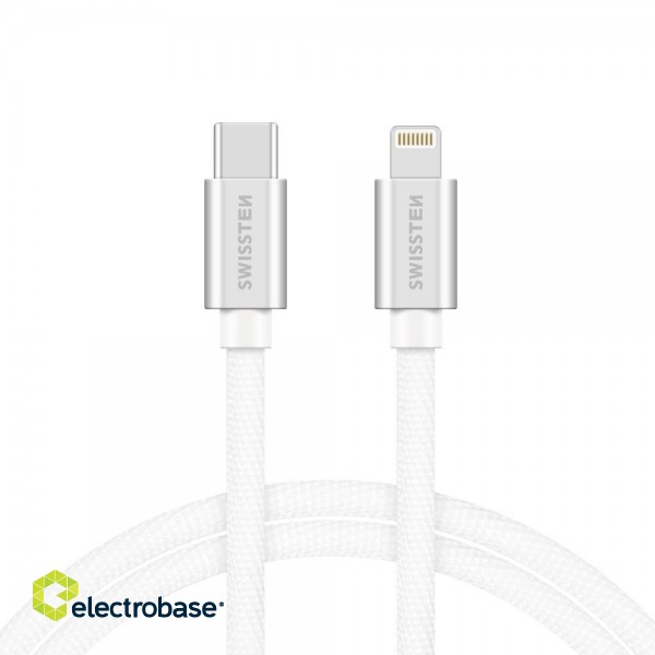 Swissten Textile Universāls Quick Charge 3.1 USB-C uz Lightning Datu un Uzlādes Kabelis 2m image 1
