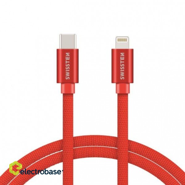 Swissten Textile USB-C To Lightning Datu un Uzlādes Kabelis Fast Charge / 3A / 1.2m image 1