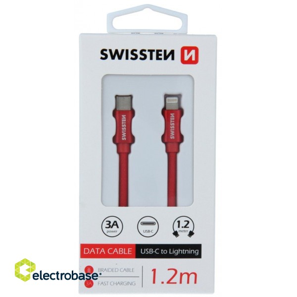 Swissten Textile USB-C To Lightning Data and Charging Cable Fast Charge / 3A / 1.2m paveikslėlis 6