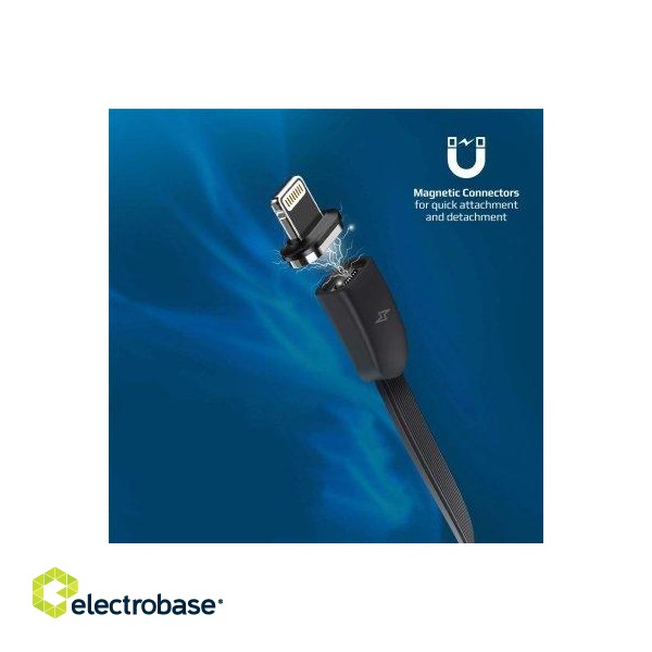 PROMATE Quiver Salokāms magnētiskais kabelis USB-C uz USB-C / Lightning / microUSB / 1m image 4