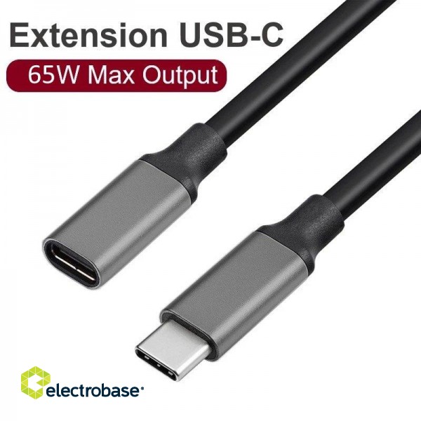 RoGer USB-C Extension Cable Удлинительный кабель 10Gbps / 1м / чёрный фото 1