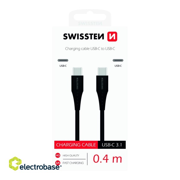 Swissten Basic Universal Quick Charge 3.1 USB-C to USB-C Charging Cable 0.4m