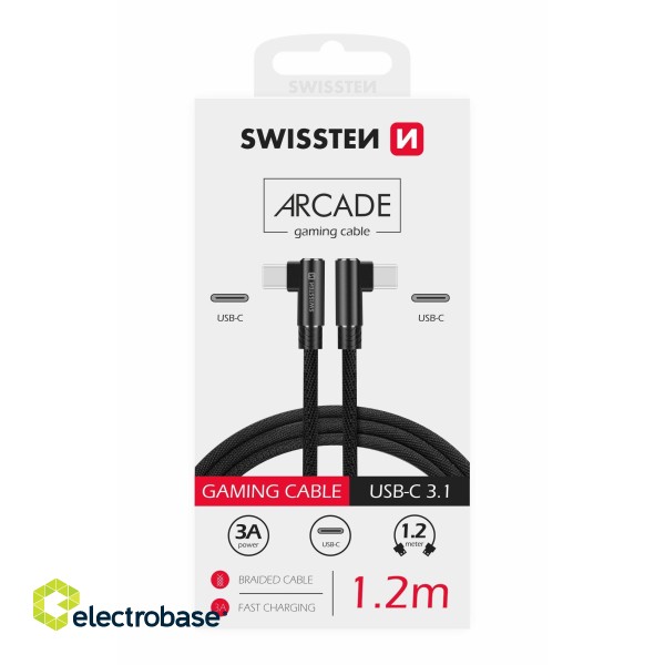 Swissten Pītais L Tipa Universāls Quick Charge 3.1 USB-C uz USB-C Datu un Uzlādes Kabelis 1.2m image 1