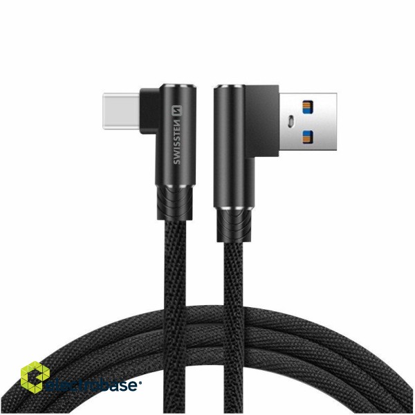 Swissten Pītais L Tipa Universāls Quick Charge 3.1 USB uz USB-C Datu un Uzlādes Kabelis 1.2m image 3