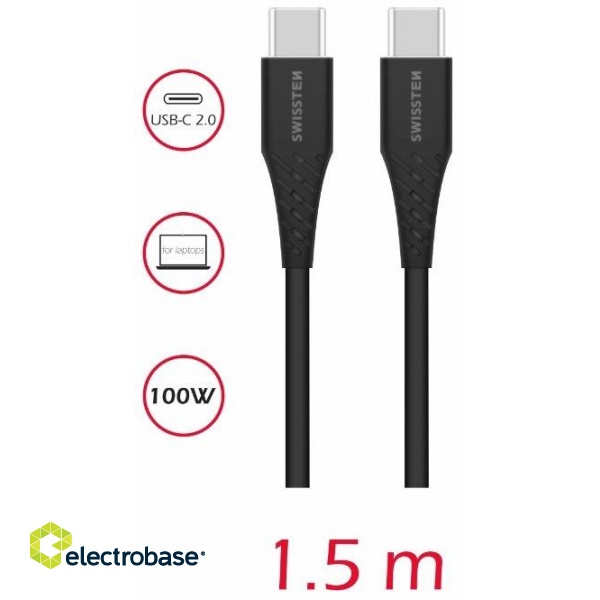 Swissten PD 5A 100W USB-C Data and charging cable 1.5m paveikslėlis 2