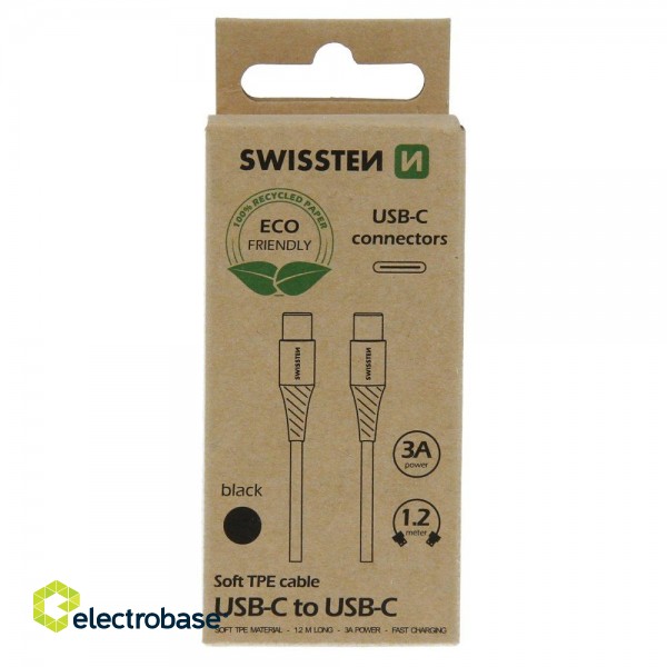 Swissten Soft 3A USB-C - USB-C Data and Charging Cable 1.2m image 1