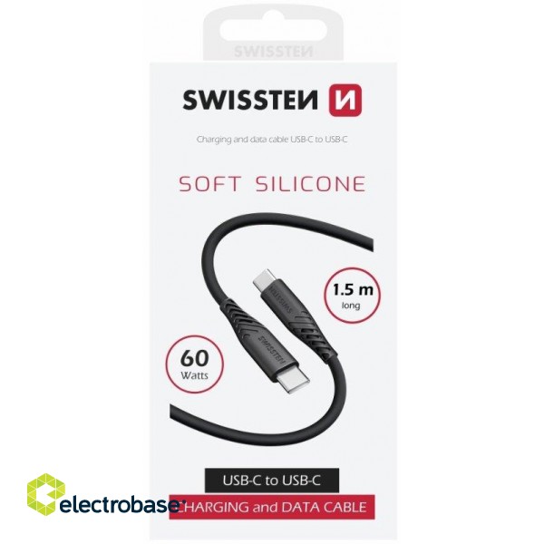 Swissten Soft Silicone 60W Провод USB-C - USB-C 1.5m фото 2