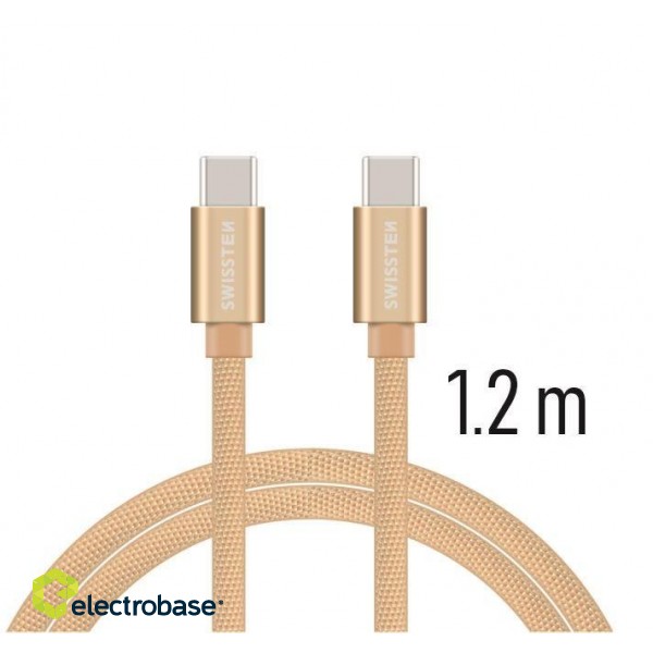 Swissten Textile Fast Charge 3A USB-C / USB-C  Datu un Uzlādes Kabelis 1.2m image 2