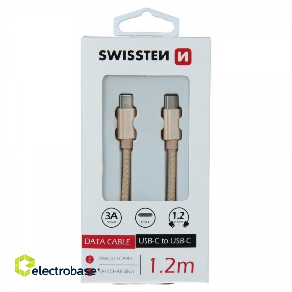 Swissten Textile Fast Charge 3A USB-C / USB-C  Datu un Uzlādes Kabelis 1.2m image 5