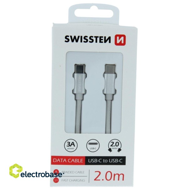 Swissten Textile Universāls Quick Charge 3.0 USB-C uz USB-C Datu un Uzlādes Kabelis 2m image 5