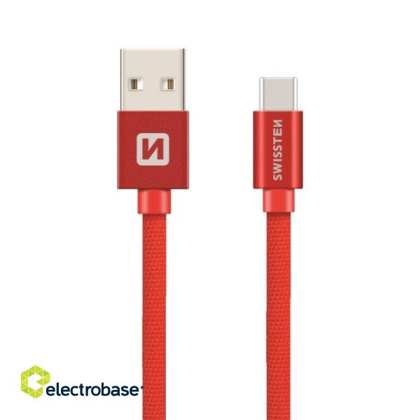 Swissten Textile Universal Quick Charge 3.1 USB-C Data and Charging Cable 1.2m image 1