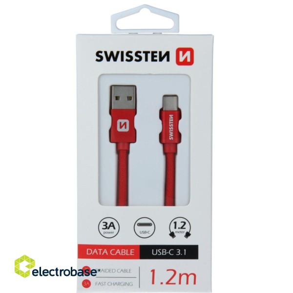 Swissten Textile Универсальный Quick Charge 3.1 USB-C USB Кабель данных 1.2м фото 5