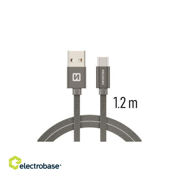 Swissten Textile Universāls Quick Charge 3.1 USB-C Datu un Uzlādes Kabelis 1.2m image 1