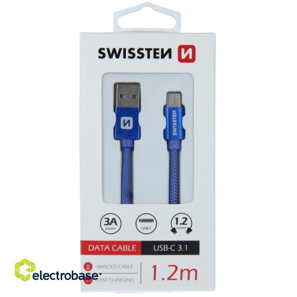 Swissten Textile Universāls Quick Charge 3.1 USB-C Datu un Uzlādes Kabelis 1.2m image 6