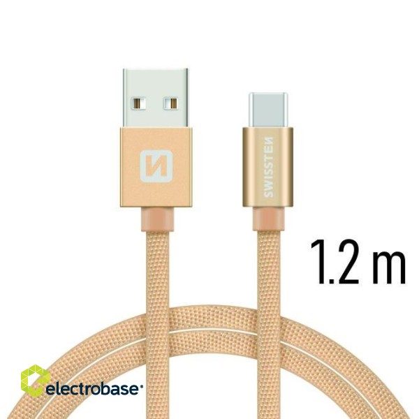 Swissten Textile Universal Quick Charge 3.1 USB-C Data and Charging Cable 1.2m paveikslėlis 1