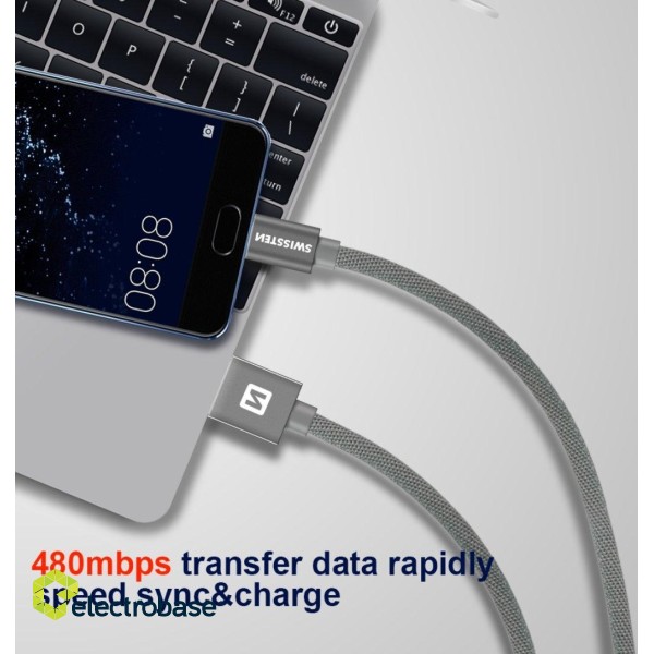 Swissten Textile Universāls Quick Charge 3.1 USB-C Datu un Uzlādes Kabelis 1.2m image 5
