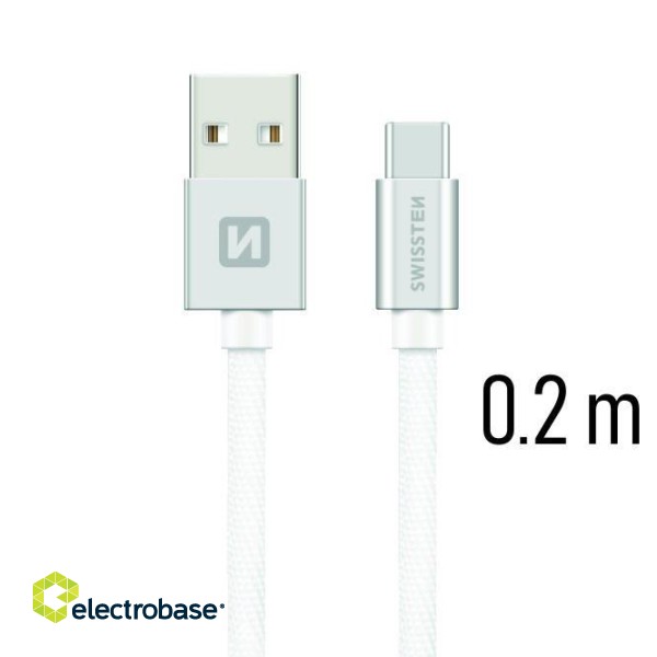 Swissten Textile Universāls Quick Charge 3.1 USB-C Datu un Uzlādes Kabelis 20 cm image 1