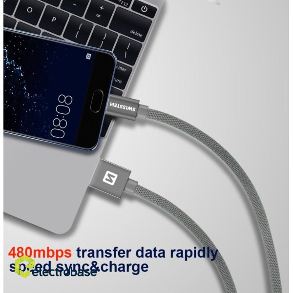 Swissten Textile Universal Quick Charge 3.1 USB-C Data and Charging Cable 2m image 5