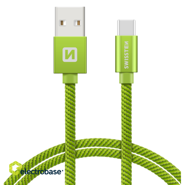 Swissten Textile Universāls Quick Charge 3.1 USB-C Datu un Uzlādes Kabelis 2m image 1