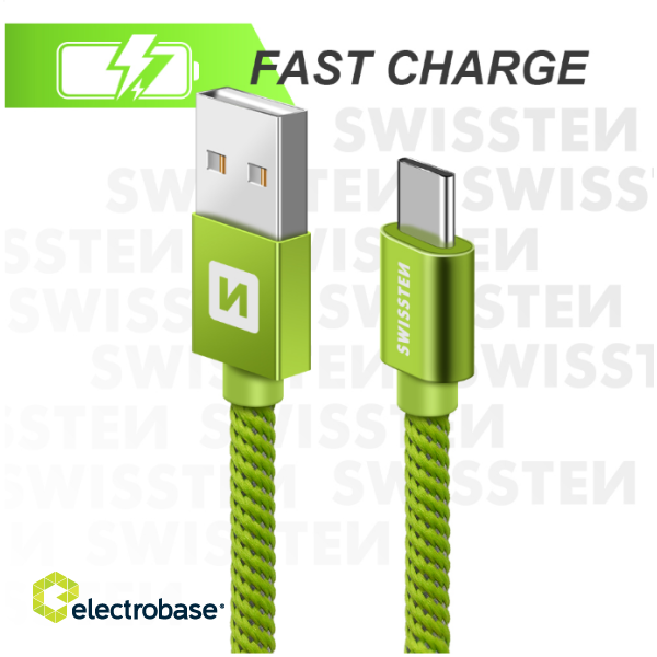 Swissten Textile Universāls Quick Charge 3.1 USB-C Datu un Uzlādes Kabelis 2m image 3