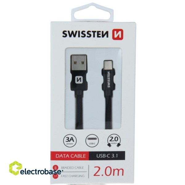Swissten Textile Universāls Quick Charge 3.1 USB-C Datu un Uzlādes Kabelis 2m image 6