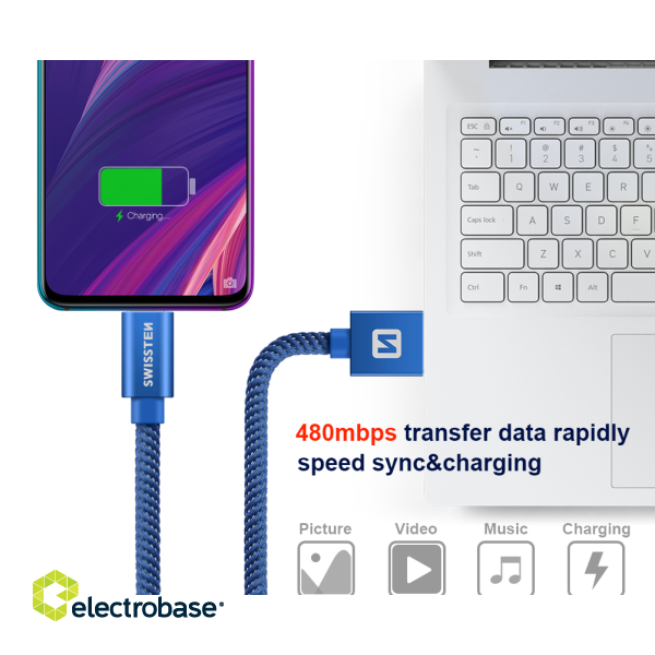 Swissten Textile Universāls Quick Charge 3.1 USB-C Datu un Uzlādes Kabelis 2m image 2