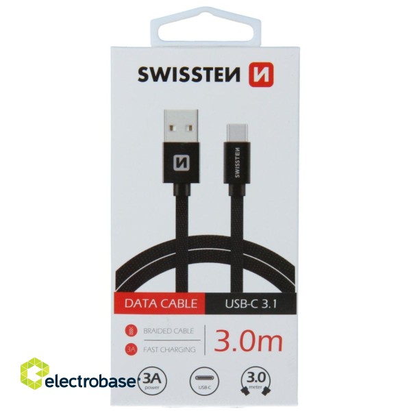 Swissten Textile Universāls Quick Charge 3.1 USB-C Datu un Uzlādes Kabelis 3m image 5