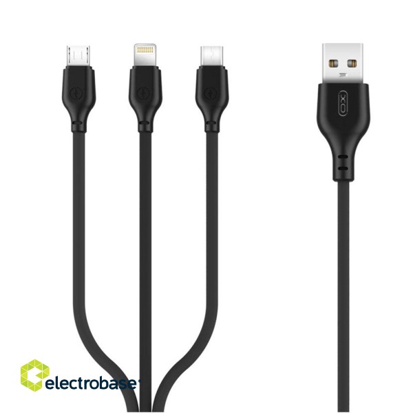 XO NB103 3in1 USB - Lightning + USB-C + microUSB 1m cable image 1