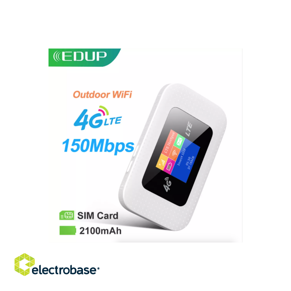 EDUP D523 4G LTE Portable Modem Wi-Fi Hotspot 2100mAh Maršrutētājs image 2