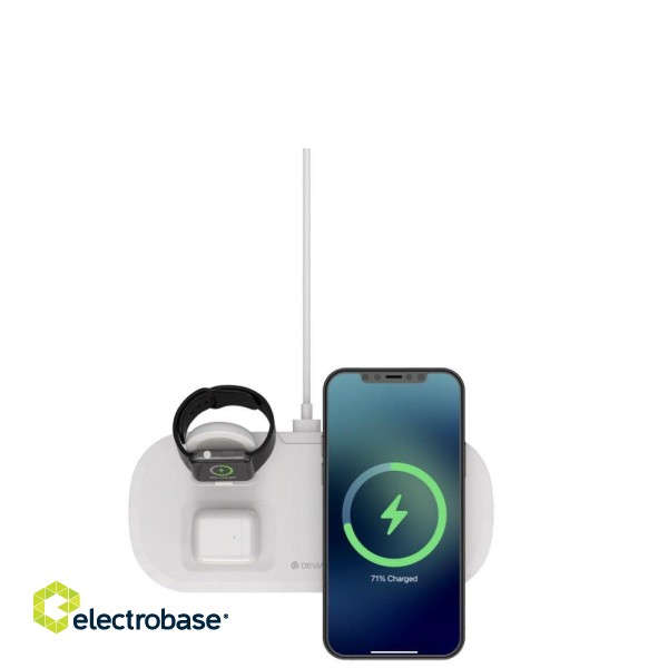 Devia Wireless Charger Bezvadu Lādētājs 3in1 / Viedtālrunim / Apple Watch / Austiņām / USB image 1