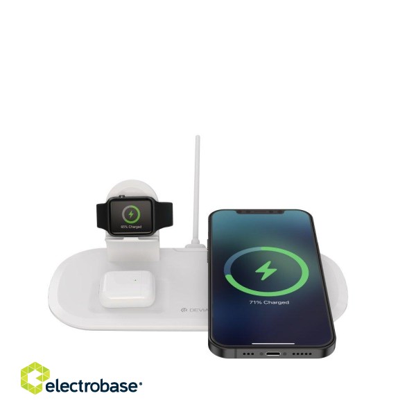 Devia Wireless Charger Bezvadu Lādētājs 3in1 / Viedtālrunim / Apple Watch / Austiņām / USB image 5