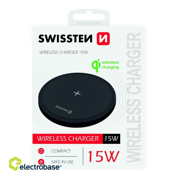 Swissten 15W Bezvadu lādētājs ar USB-C 1.5m kabeli image 1