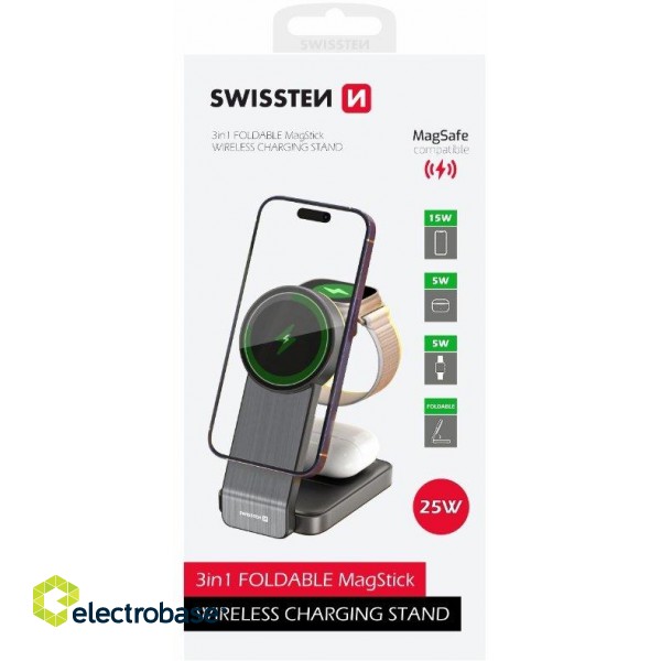Swissten MagSafe Беспроводное зарядное устройство 3в1 25W фото 6