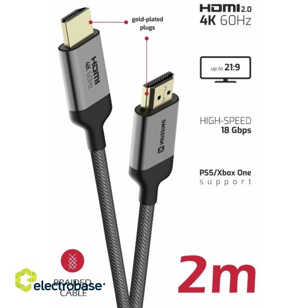 Swissten HDMI to HDMI 4K Cable 2m image 2