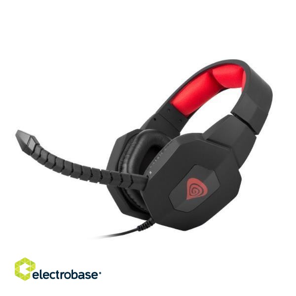 Natec Genesis H59 Gaming Headphones With Detachable Microphone and Audio Adapter Black-Red image 1